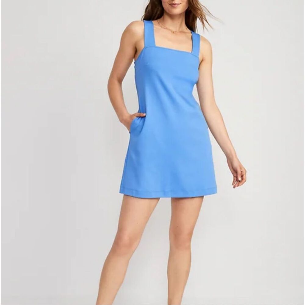 Old Navy Blue‎ Square Neck Mini Dress Pockets L